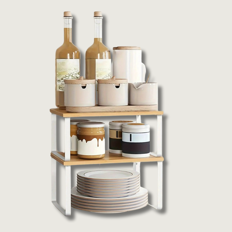 Étagères de Cuisine Empilables | Rangement Pratique pour Épices et Bocaux