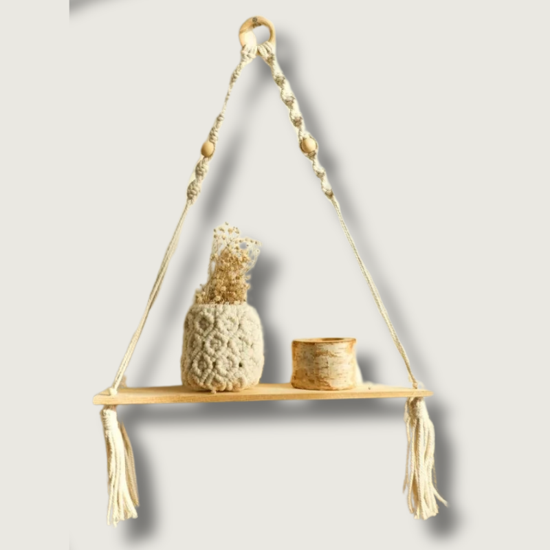 Étagère Murale en Macramé - Charme Rustique et Pratique pour Votre Intérieur