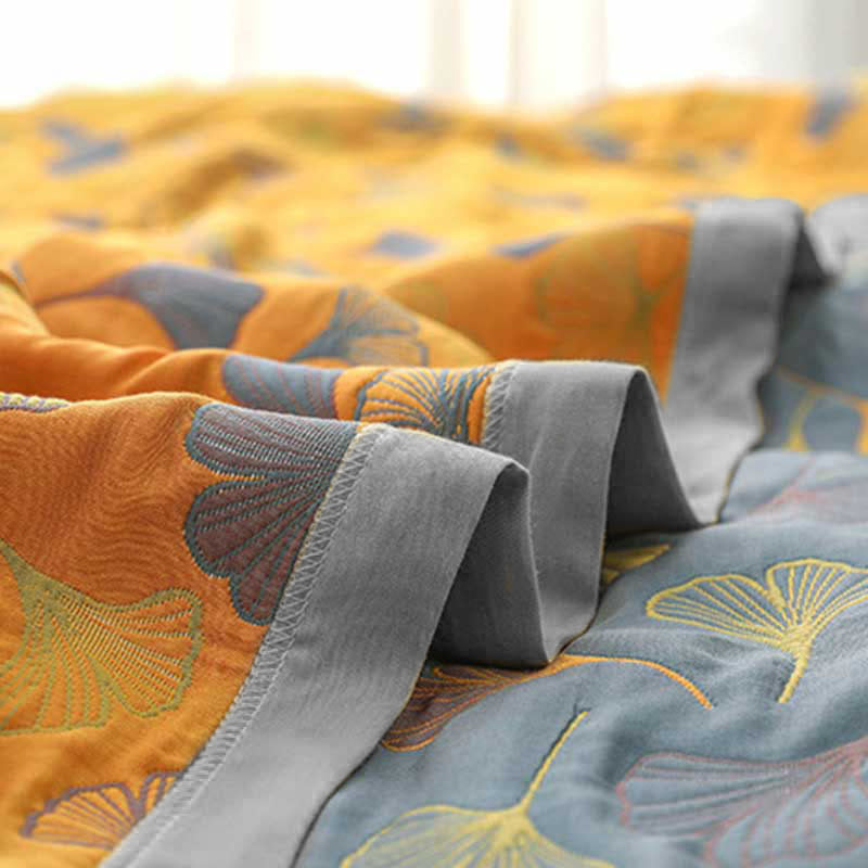 Linge de Lit en Coton Doux - Motif de Feuilles Élégant et Réversible