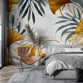 Mustard Yellow and Grey Wallpaper