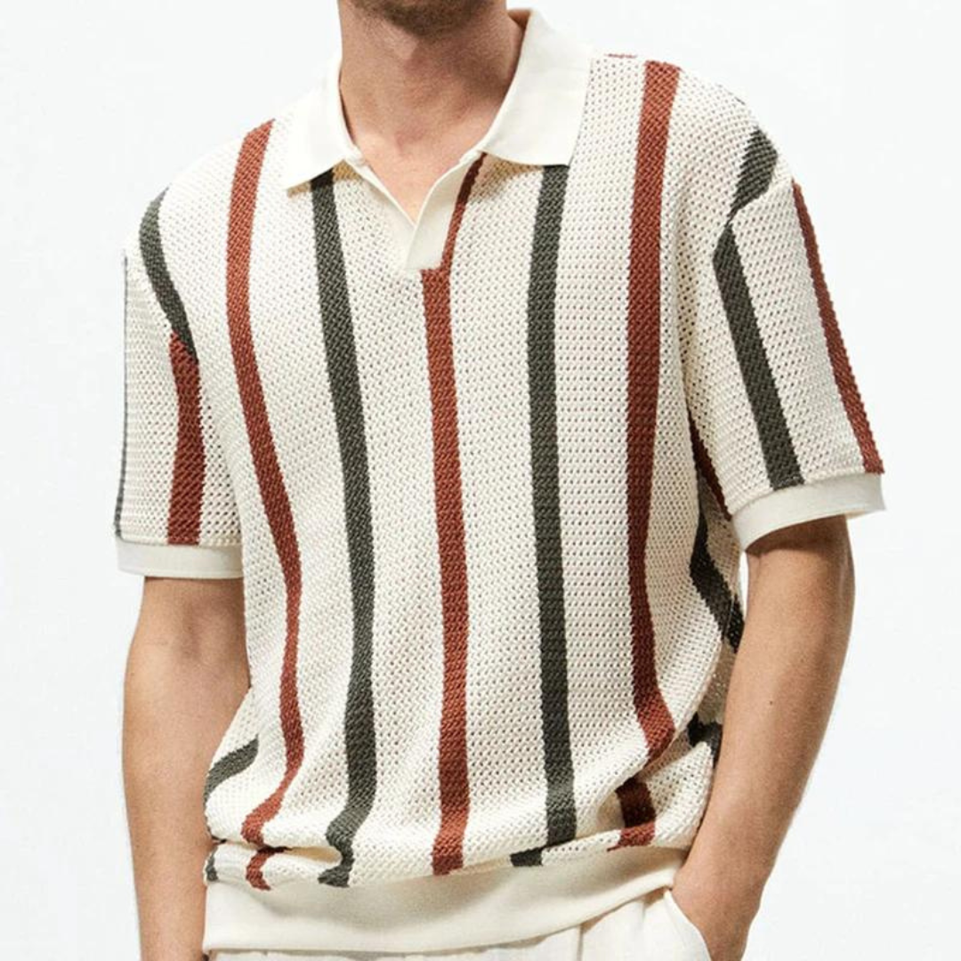 Polo Rayé Confortable pour Hommes - Style Polyvalent et Ample