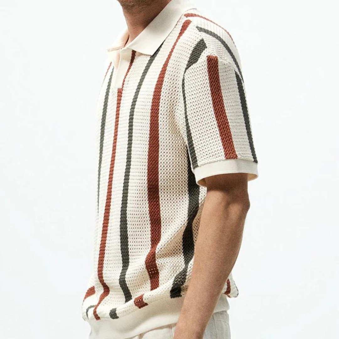 Polo Rayé Confortable pour Hommes - Style Polyvalent et Ample
