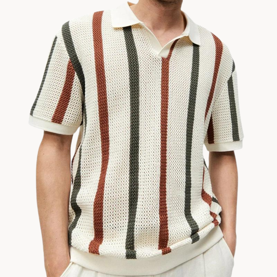 Polo Rayé Confortable pour Hommes - Style Polyvalent et Ample