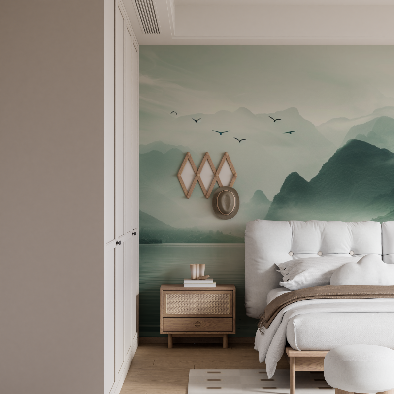Papier Peint Montagne Et Voile Sur Le Lac
