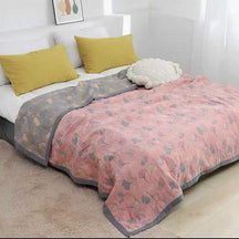 Linge de Lit en Coton Doux - Motif de Feuilles Élégant et Réversible