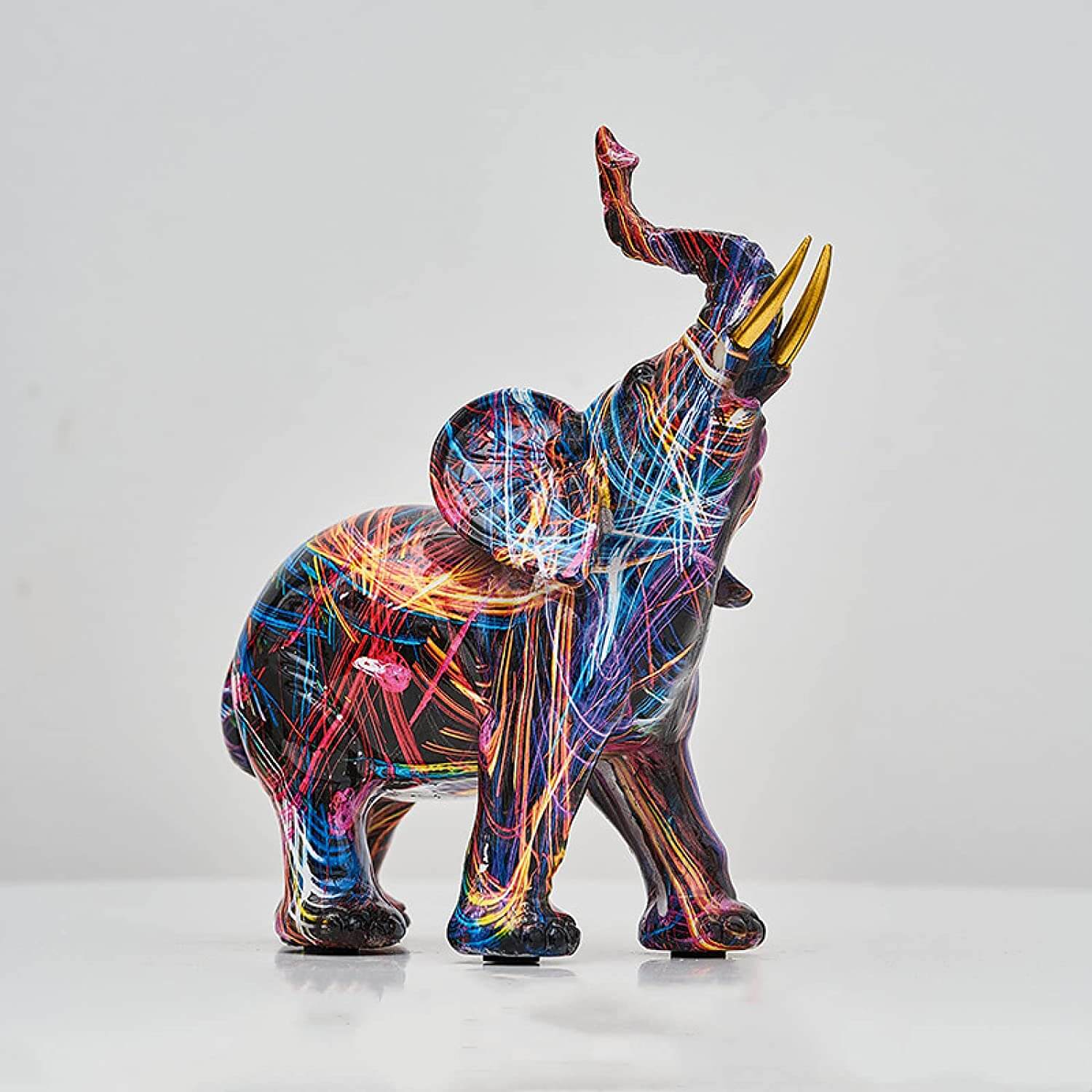 Sculpture Éléphant Abstrait Fait Main - Décoration Artistique Unique et Colorée