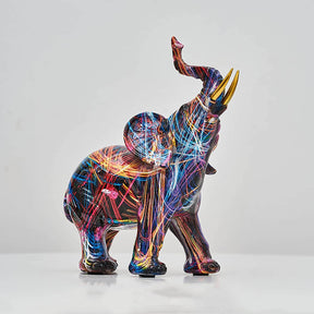Sculpture Éléphant Abstrait Fait Main - Décoration Artistique Unique et Colorée
