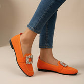 Mocassins bout carré femme détail bijou sans lacet élégants bureau et casual