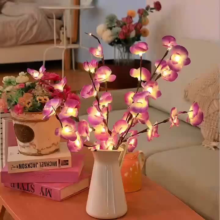 Lampe Féérique à Branche d'Olivier - Éclairage Scintillant et Réglable