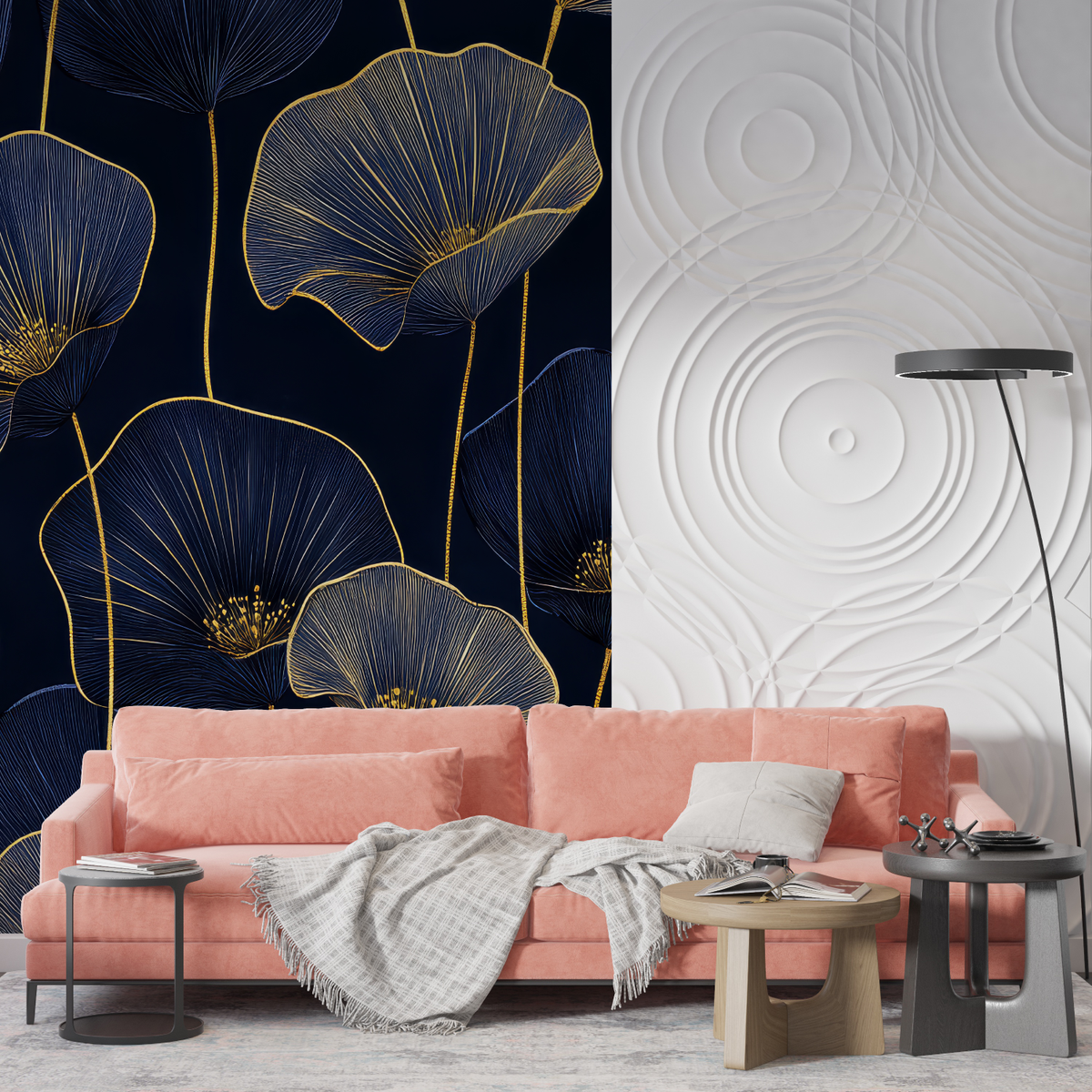 Art Deco Nocturnal Flowers Wallpaper