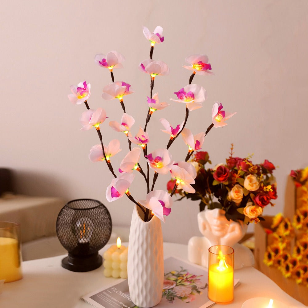Lampe Féérique à Branche d'Olivier - Éclairage Scintillant et Réglable