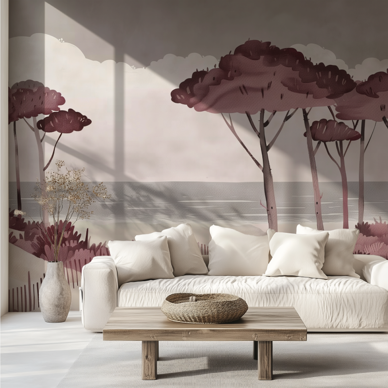 Panoramic Pink Landscape Wallpaper