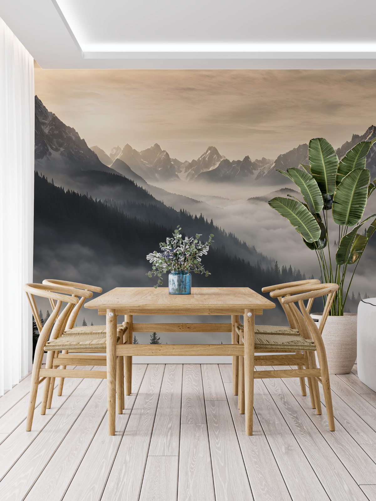 Panoramic Misty Mountain Wallpaper
