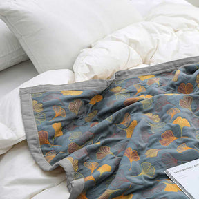 Linge de Lit en Coton Doux - Motif de Feuilles Élégant et Réversible