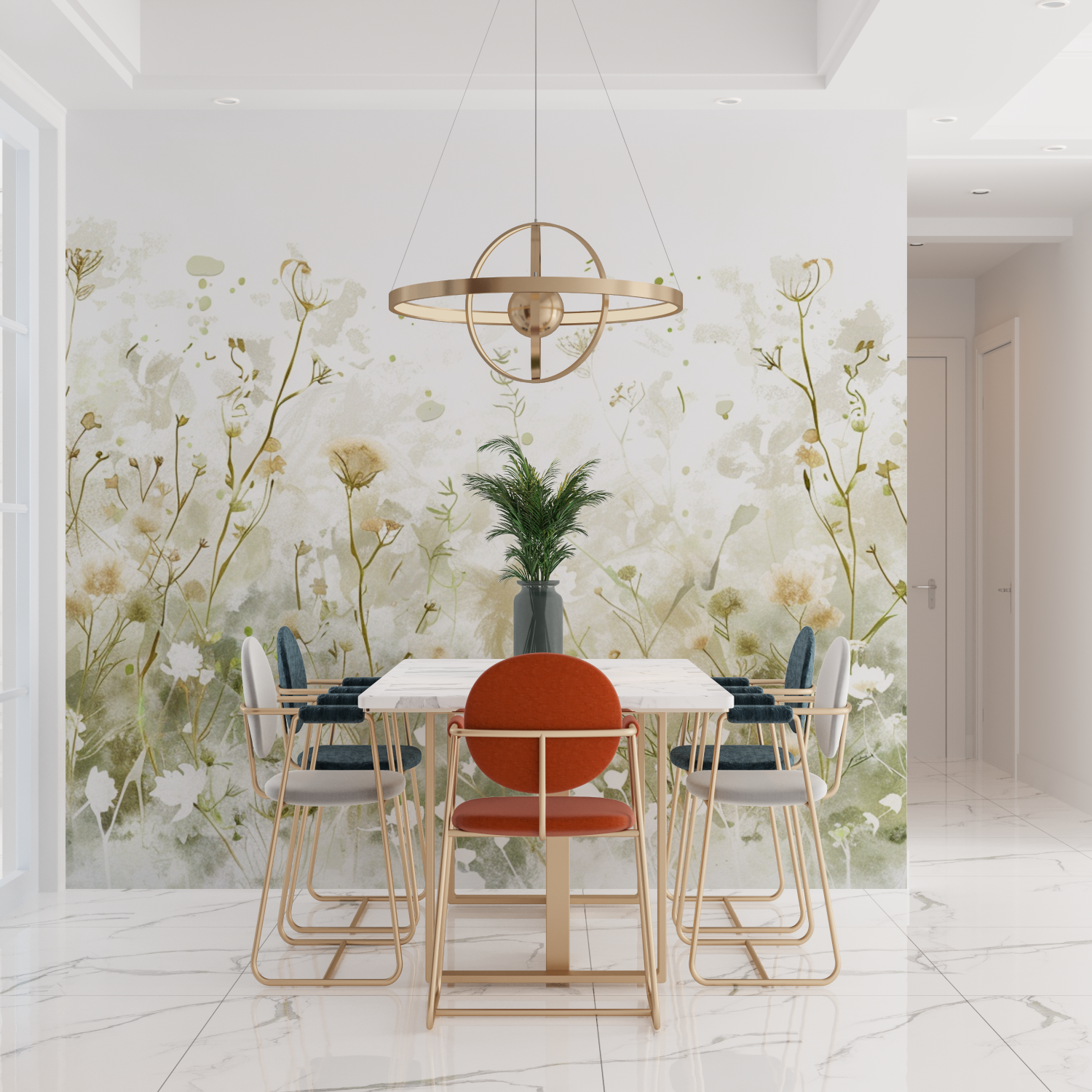 Watercolour Floral Sketch Wallpaper