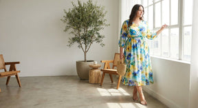 Robe midi fleurie femme manches longues élégante tenue estivale grande taille