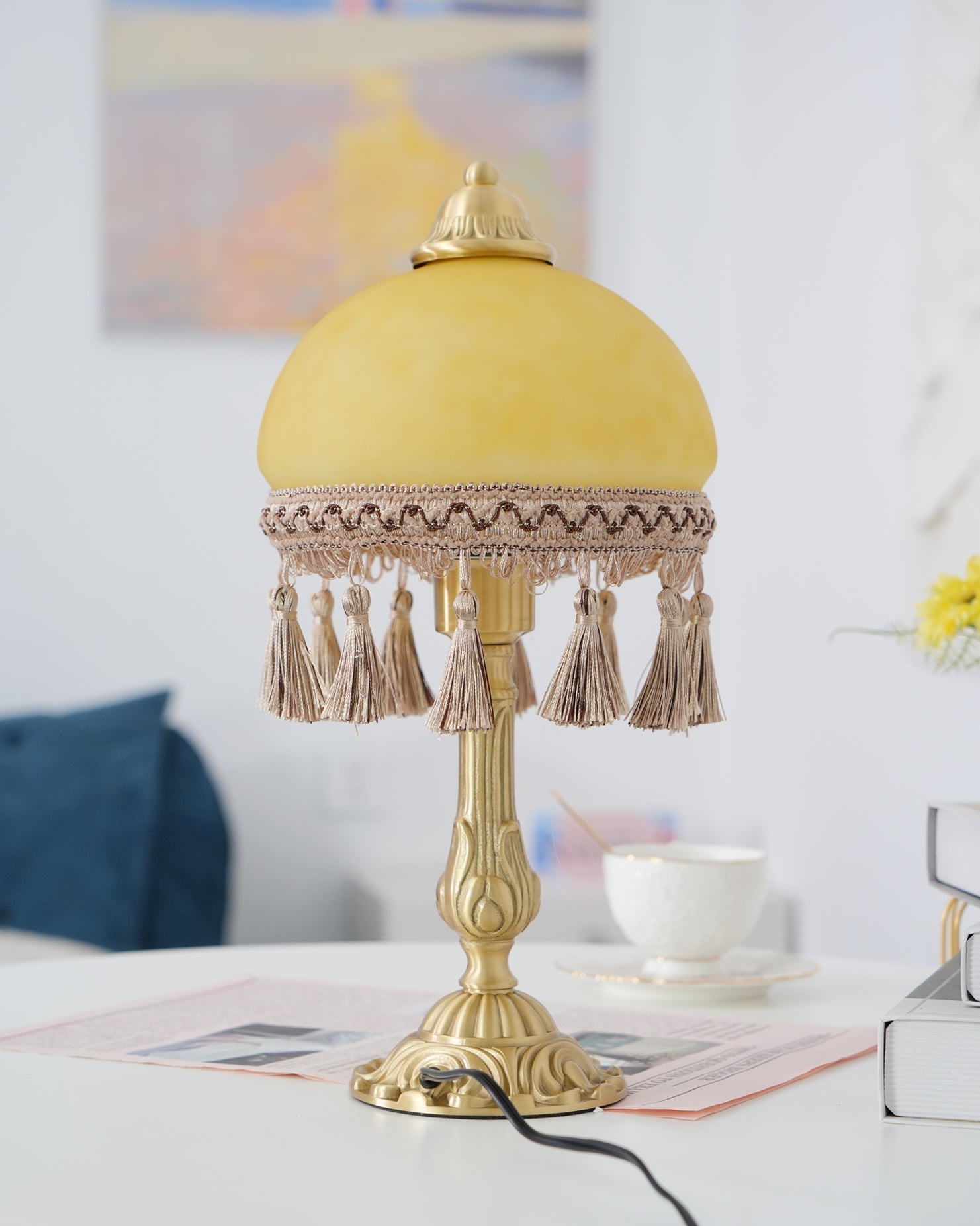 Lampe de Bureau en Laiton - Élégance Classique avec Détails Français