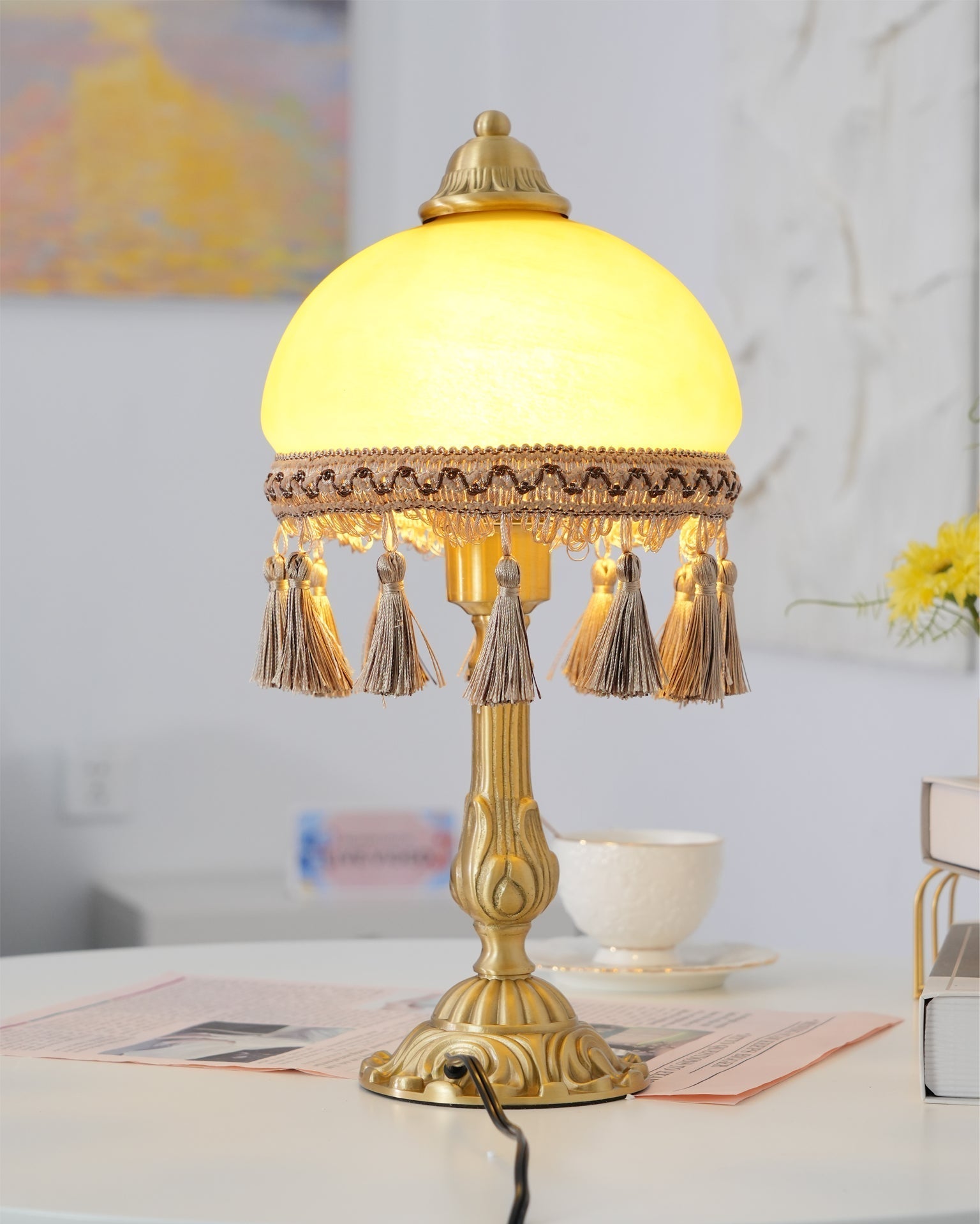 Lampe de Bureau en Laiton - Élégance Classique avec Détails Français