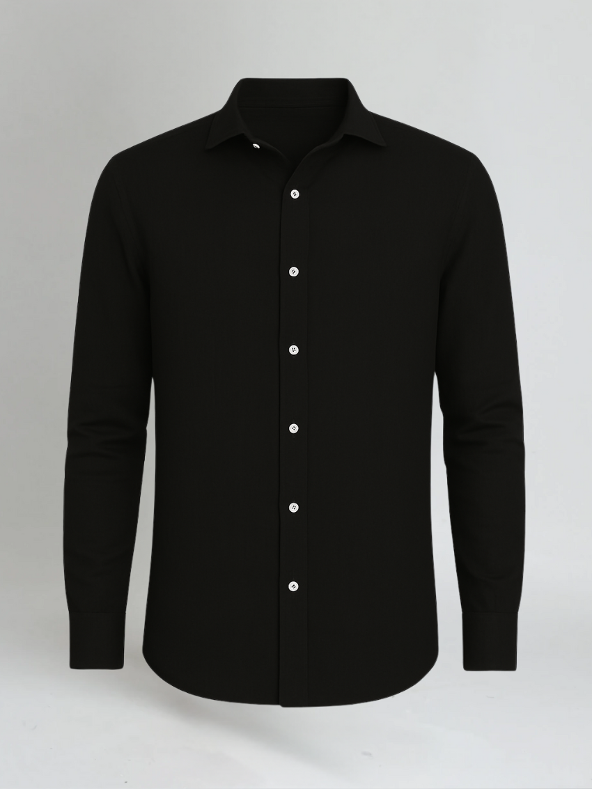Chemise en Lin Noir pour Hommes - Élégance et Confort au Quotidien