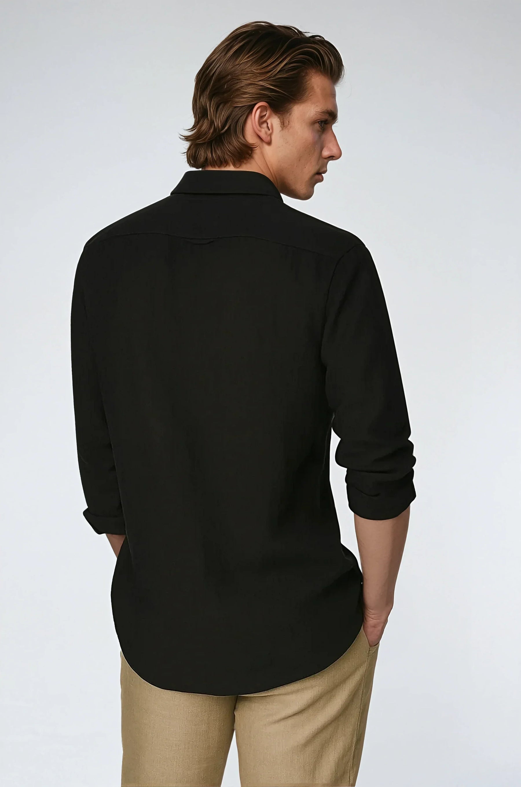 Chemise en Lin Noir pour Hommes - Élégance et Confort au Quotidien