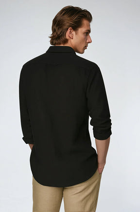 Chemise en Lin Noir pour Hommes - Élégance et Confort au Quotidien