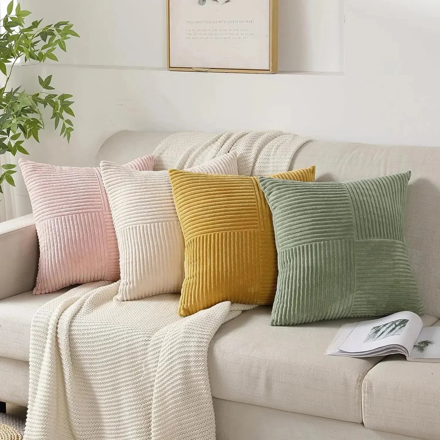 Housses de Coussin en Velours Côtelé - Douceur et Élégance pour Votre Décor