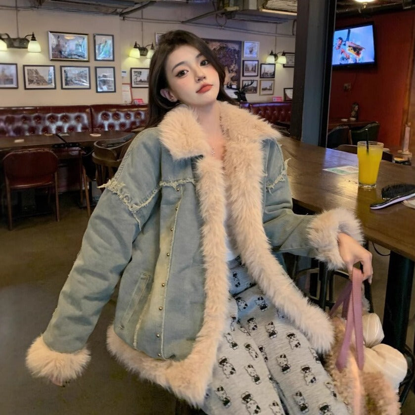 Veste en Denim Hivernale pour Femmes - Style Tendance et Confort Optimal