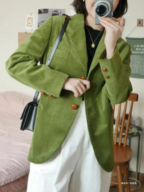 Blazer en Coton Chic - Manches Longues et Détails en Métal