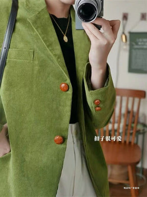 Blazer en Coton Chic - Manches Longues et Détails en Métal