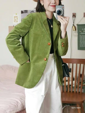 Blazer en Coton Chic - Manches Longues et Détails en Métal