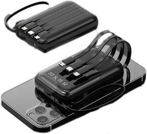 Batterie Externe Portable 10000mAh - Charge Rapide et Câbles Intégrés