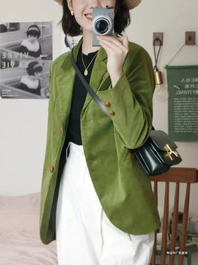 Blazer en Coton Chic - Manches Longues et Détails en Métal