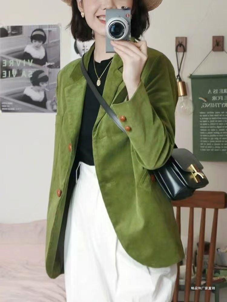 Blazer en Coton Chic - Manches Longues et Détails en Métal