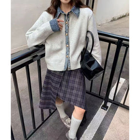 Pull en Tricot à Col V - Confort et Élégance en Denim