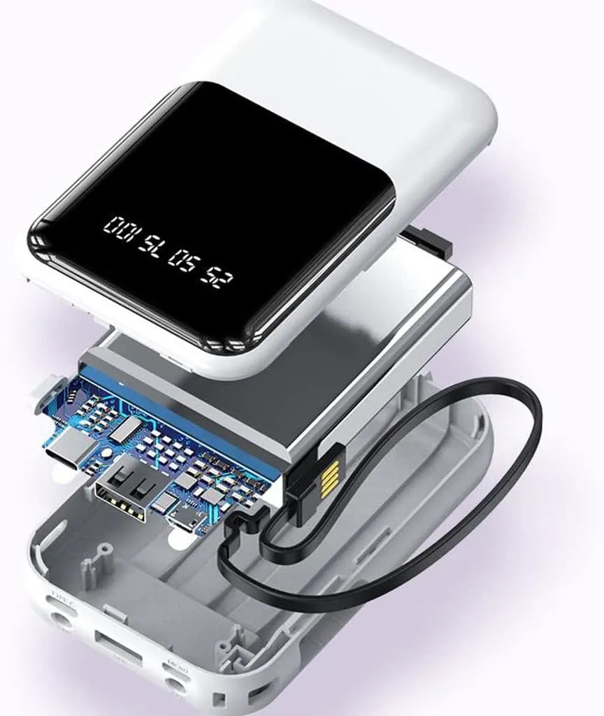Batterie Externe Portable 10000mAh - Charge Rapide et Câbles Intégrés