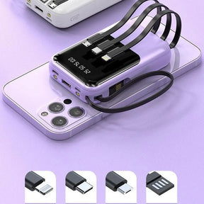 Batterie Externe Portable 10000mAh - Charge Rapide et Câbles Intégrés