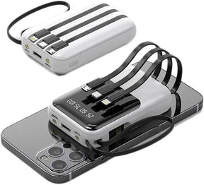 Batterie Externe Portable 10000mAh - Charge Rapide et Câbles Intégrés