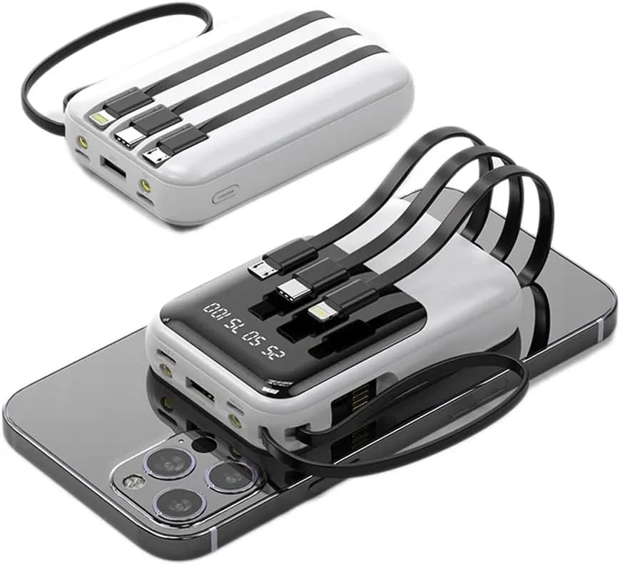 Batterie Externe Portable 10000mAh - Charge Rapide et Câbles Intégrés