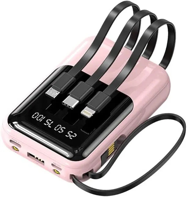 Batterie Externe Portable 10000mAh - Charge Rapide et Câbles Intégrés