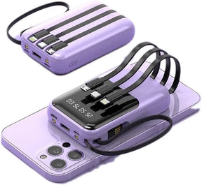 Batterie Externe Portable 10000mAh - Charge Rapide et Câbles Intégrés