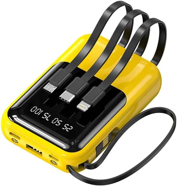 Batterie Externe Portable 10000mAh - Charge Rapide et Câbles Intégrés