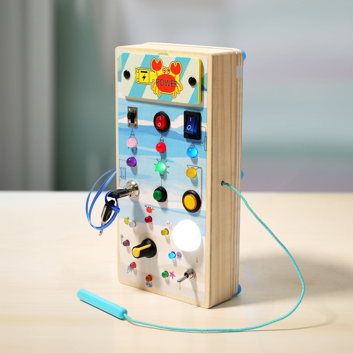 Tableau d'activité Montessori en Bois - Jouet Éducatif avec 15 Lumières LED