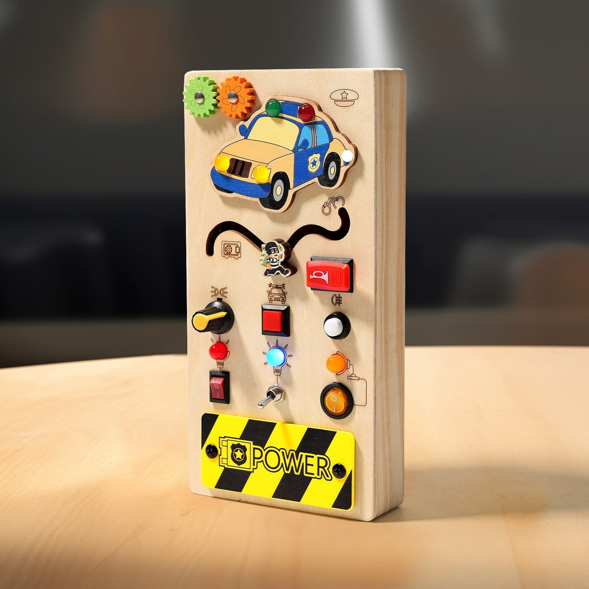 Tableau d'activité Montessori en Bois - Jouet Éducatif avec 15 Lumières LED