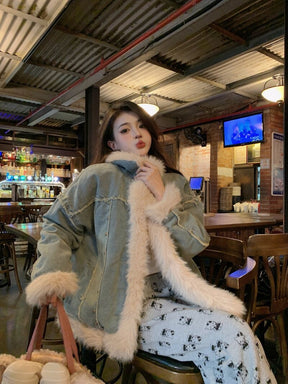 Veste en Denim Hivernale pour Femmes - Style Tendance et Confort Optimal