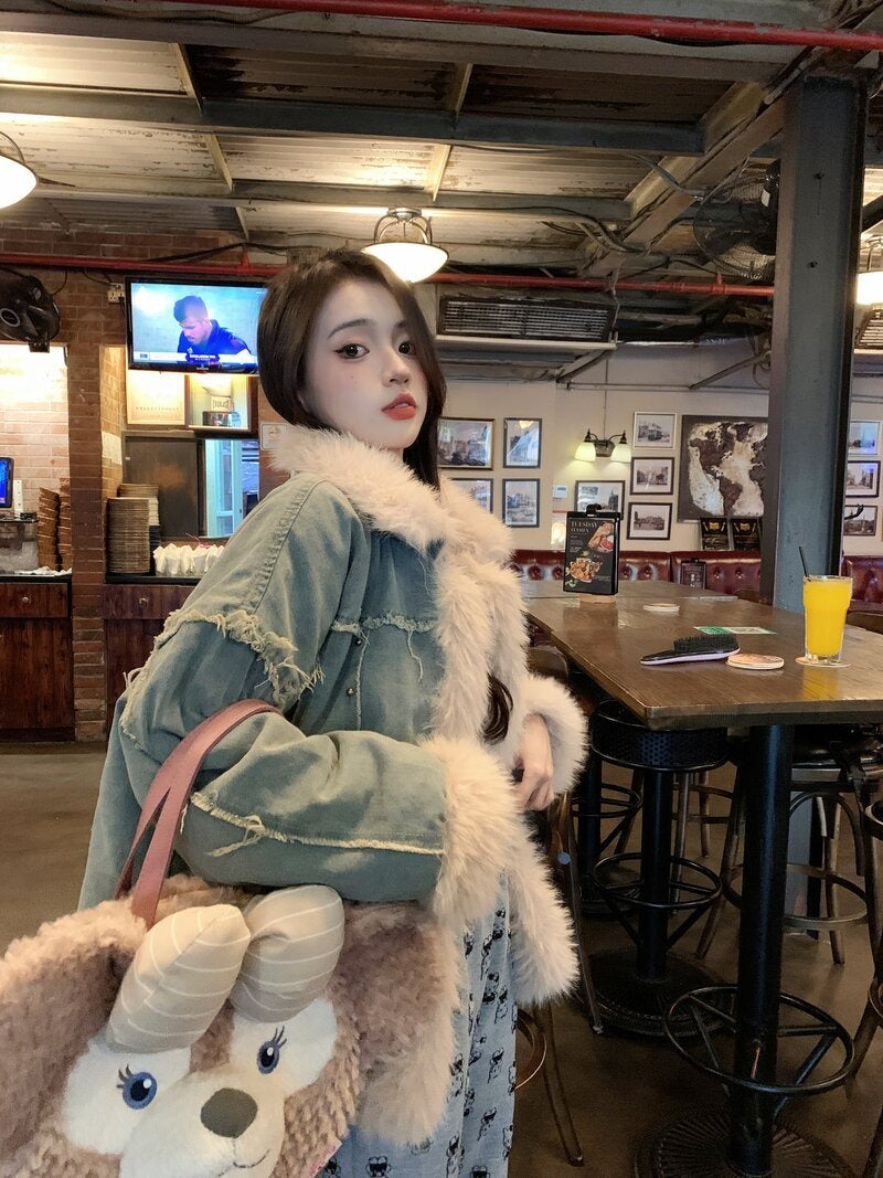 Veste en Denim Hivernale pour Femmes - Style Tendance et Confort Optimal