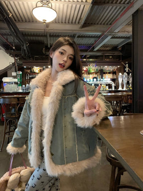 Veste en Denim Hivernale pour Femmes - Style Tendance et Confort Optimal