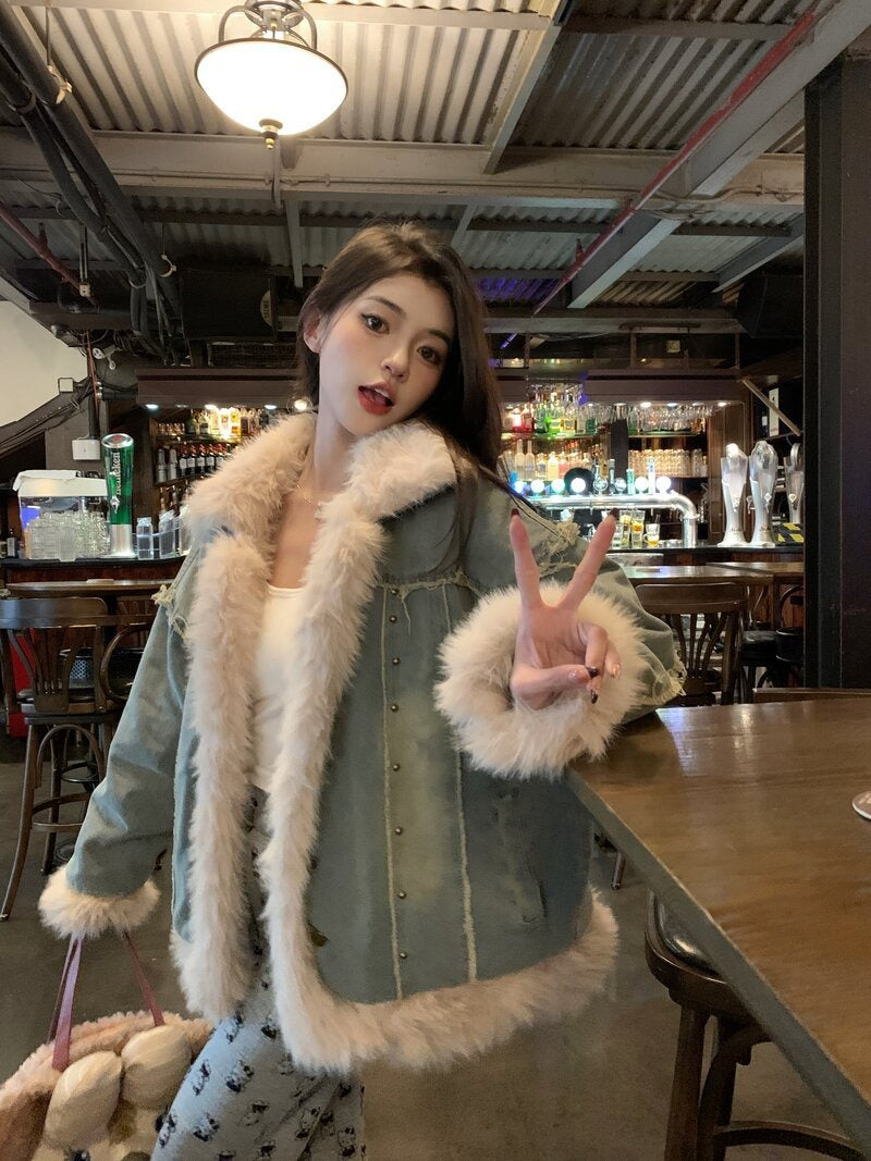 Veste en Denim Hivernale pour Femmes - Style Tendance et Confort Optimal