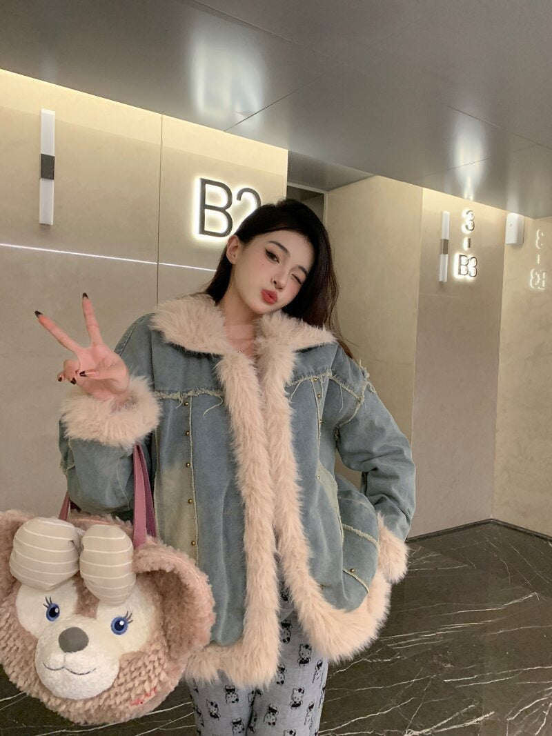 Veste en Denim Hivernale pour Femmes - Style Tendance et Confort Optimal