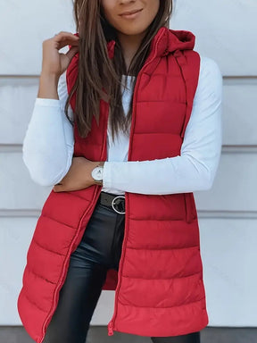 Gilet Matelassé Long pour Femmes - Bodywarmer Oversize avec Capuche