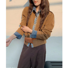 Pull en Tricot à Col V - Confort et Élégance en Denim